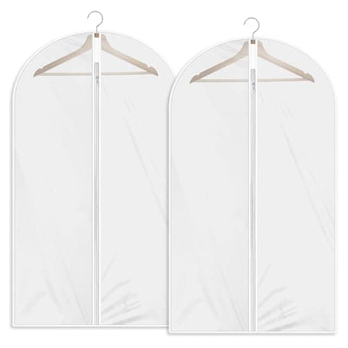 Garment Bags for Hanging Clothes, 2Pcs Hanging Garment Bag Plastic Dustproof Suit Bag PEVA Breathable Garment Cover for Suits Dance Clothes Closet, 24 x 40 Inch