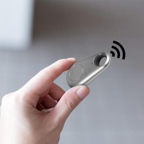 AQUARIUS Key Finder Anti-Lost Alarm with GPS Last Location Tracker, Bluetooth Mobile Phone Locator & Keyring Smart Tag for Wallet, Bags & Luggage, 2-Way Search & Selfie Remote - Silver — view 3