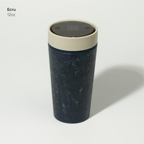 Circular&Co 12oz / 340ml Reusable Coffee Cup – Made from Recycled Fabric Waste – Leakproof, Lockable Travel Mug, BPA Free – Ecru – Made in the UK — view 2