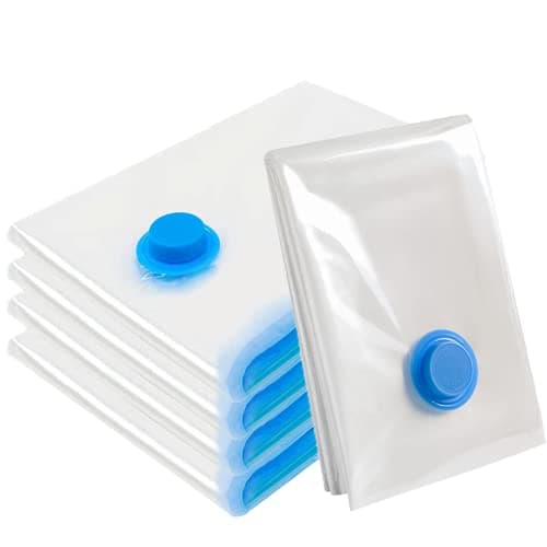 Vacuum Storage Bags for Clothes - 4 Pack 130 X 100cm Extra Large Reusable Sealer with Double Zip Seal Travel Space Saver Duvets, Bedding, Quilts, Pillows