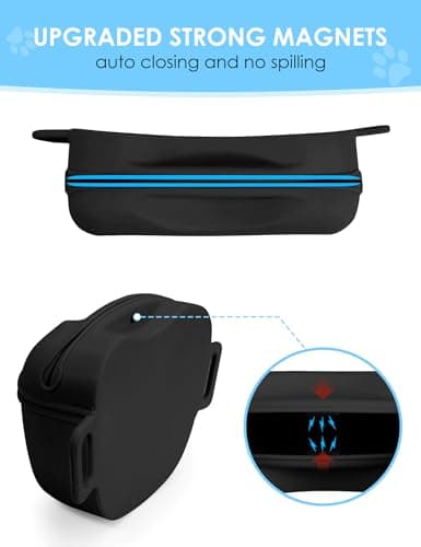 heouvo Dog Treat Pouch with Training Clicker, Upgrade Stronger Magnetic Closure to Avoid Spilling, 1.67 Cup Silicone Treat Bag Fanny Pack with Waist Belt for Pet Training Walking (Black) — view 4