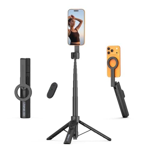 ULANZI SK26 Magnetic Phone Tripod, Retractable Selfie Stick for Vlogging | 15N Strong Magnet, One-Click Opening, Compatible with MagSafe, 200° Tilt, 10M Remote Control, Compatible with iPhone 17–12