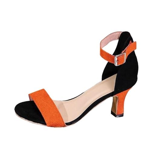 Women's Summer Sandals with Heel, Sandals, Summer Shoes, Elegant Casual Shoes, Mules, Slippers, Comfortable, Lightweight, Ergonomic, Holiday, Wedge Sandals, Wedding Banquet, Party, Orange 1, 6 UK