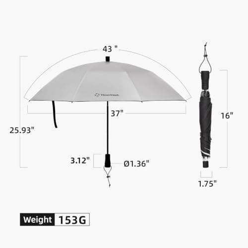 Thous Winds Hiking Umbrella - 153g Ultralight - Hands-Free Design, Carbon Fiber Frame & Aluminum Shaft, UPF 50+ Sun & Rain Protection Canopy, Windproof, for backpacking, Trekking, Travel, Outdoor Use — view 6