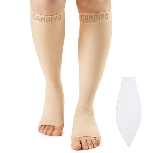 CAMBIVO Compression Socks for Women & Men, Open Toe, 20-30 mmHg