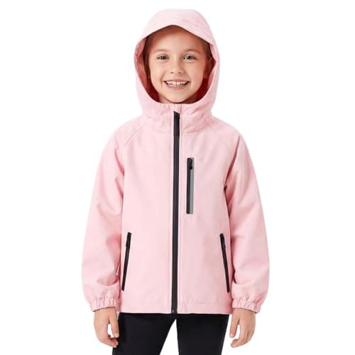 FILOWA Waterproof Raincoat Girls Hooded Rain Jacket, 10-11 years, Pink