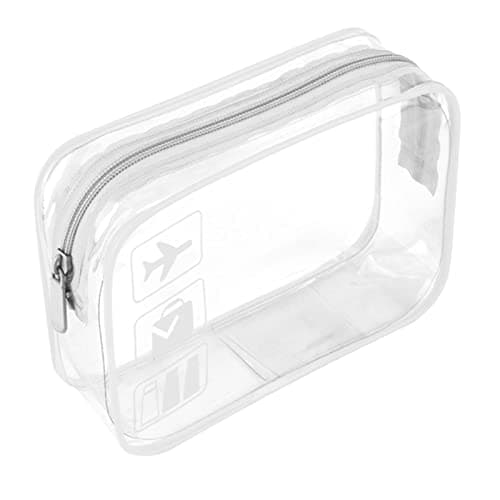 Clear Travel Toiletry Bag TSA Approved Quart Size Travel Bag Airport Security Carry On Liquid Bag Cosmetic Pouch Shower Bag Transparent Toiletries Bags (White