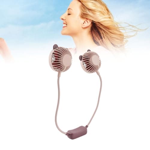 Yinhing Portable Neck Fan Bendable Wearable USB Rechargeable Hands Hanging Fan for Office Travel and Outdoor Activities Stylish Taro Design (Taro Purple) — view 2