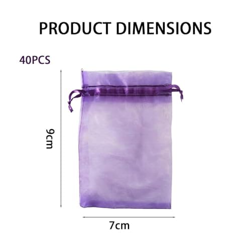 40 Pcs Empty Lavender Bags, Small Drawstring Pouch Small Mesh Bags Drawstring, Purple Jewellery Pouch Jewellery Gift Bag Applicable to Wardrobes Pillows and Shoe Cabinets — view 2