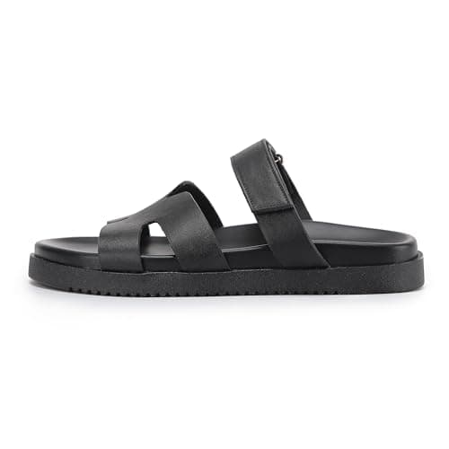 VIVASHOES Women’s Chunky Flat Sandals with Adjustable Strap - Lightweight Slide Sandals for Ladies - Minimalist Summer Sandals for Casual Holiday Beach Walking Wear - Black UK 5 — view 3