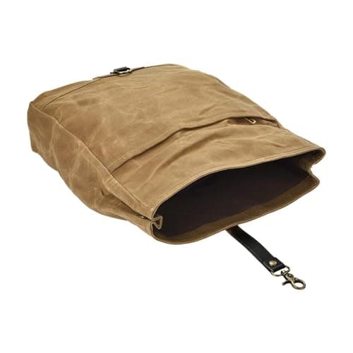 Motorcycle Saddlebag – Oil Waxed Canvas 16.54x11.81in | Motorbike Luggage Pack Side Tail Bag | Motorcycle Tail Organizer Storage Pouch for Riding Travel Commuting Camping and Daily Road Trip Use — view 6