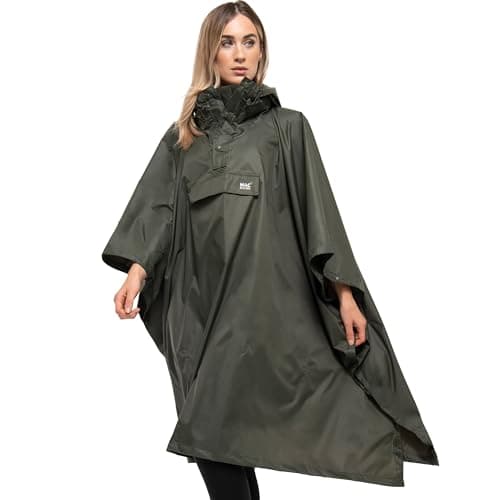 Mac in a Sac - Poncho - Packable Waterproof Cape for Men & Women - Lightweight and Breathable Rain Jacket with Hood that Packs into its own Bag - Khaki - One-Size — view 3