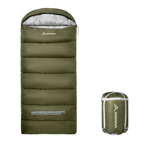 BISINNA Sleeping Bag for Adults Camping Graphene Polyester Low Noise - Water Repellent, Breathable - 220x90cm for 4 Seasons (1.8kg/2.5kg) (1.8kg)