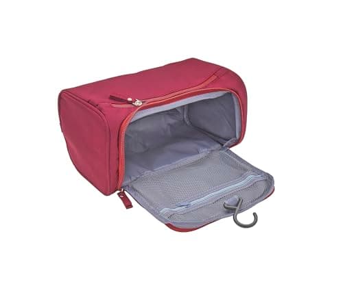 ONEGenug Hanging Toiletry Bag for Men & Women, Travel Wash Bag Cosmetics Makeup Bag Organizer for Travel Essentials with Handle Red — view 5