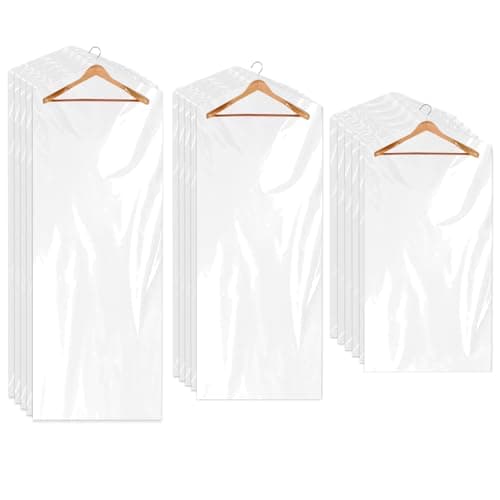 30 Pack Plastic Dry Cleaning Bags Clear Garment Bags for Hanging Clothes 3 Sizes Clothes Covers Dust-proof Clothing Protector Covers for Coat Shirt Jacket