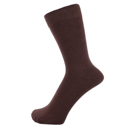 ZAKIRA Combed Cotton Dress Socks - Plain Colour Business Crew Socks for Men & Women, Soft Breathable Cotton, 4-6 (UK), Brown