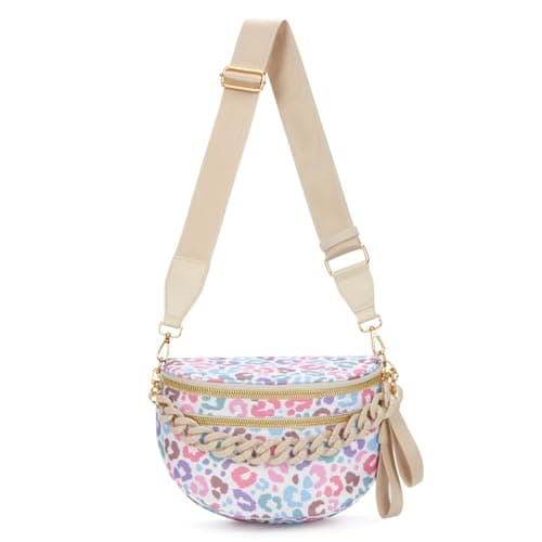 SDSFGX Leopard Bum Bag for Women Light Crossbody Bag Spacious Travel Waist Pack Fashion Animal Print Boho Shoulder Purse