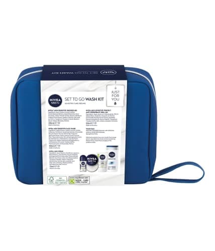NIVEA MEN Set To Go Wash Kit Gift Set (5 Pieces), Men's Gift Set Includes Shower Gel, Face Wash, Anti-Perspirant Roll-On, Moisturising Cream and Hanging Wash Bag — view 2