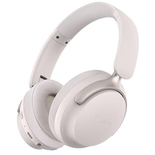 RORSOU B8 Bluetooth Headphones Over Ear, 6 EQ Music Modes and 50H Playtime Deep Bass Wireless Headphones with Mic, Lightweight Folding HiFi Stereo Headset for iPad/Travel/Tablet/PC/Home Grey