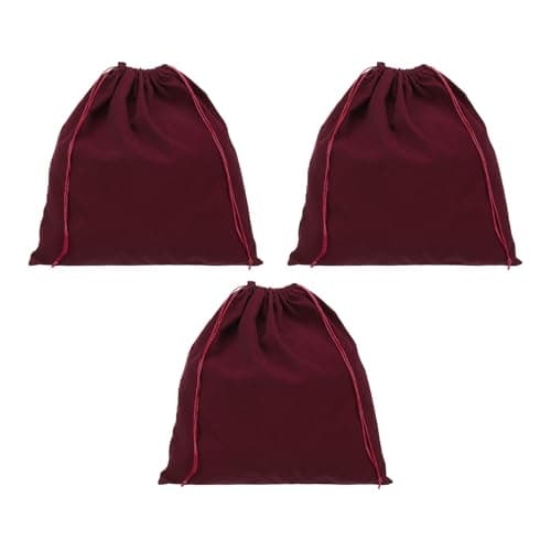 Patikil Velvet Bags With Drawstrings, 3 Pack 14 x 14 Inch Hair Dryer Treat Dust Storage Bags for Travel Luggage Packing, Burgundy