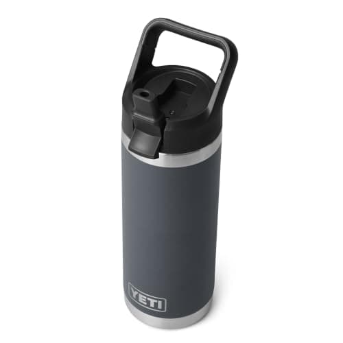 YETI Rambler 18 oz (532 ml) Water Bottle with Straw Cap, Charcoal
