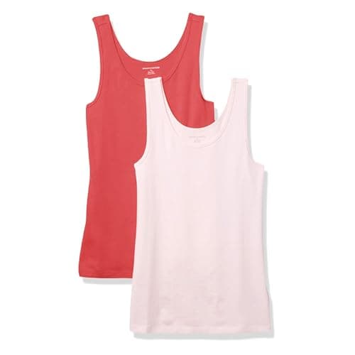 Amazon Essentials Women's Slim-Fit Vest, Pack of 2, Coral Pink/Light Pink, XXL