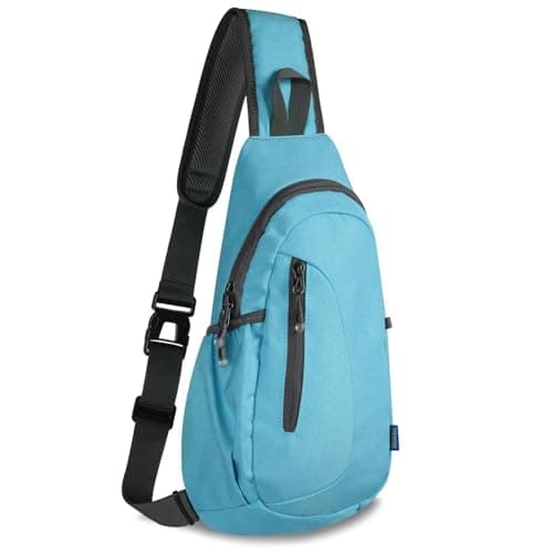 TITECOUGO Small Canvas Sling Bag Lightweight Crossbody Bag for Women Rucksack for Men Running Backpack Travel Chest Pack Daypack Shoulder for Gym Work Hiking Outdoor Sports Sky Blue