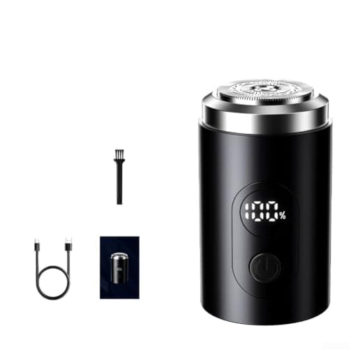 Electric Shaver, For Men, Waterproof USB-C Rechargeable Rotary, Compact Aluminum Alloy Travel Shaving Kit With 6 Blades, Portable Grooming Tool(Black)