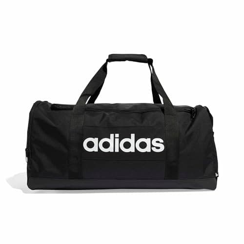 adidas Unisex Essentials Linear Duffel Bag Duffel Bag, Black/Black/White, M