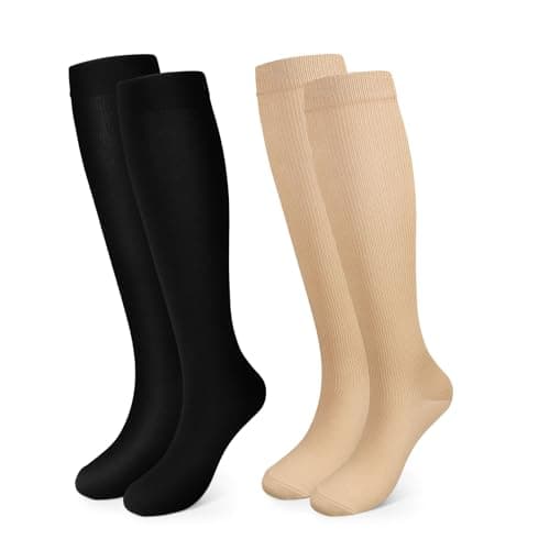 Pnosnesy Compression Socks, (2/4/6/7 Pairs) for Men & Women 15-20 mmHg is Best for Athletics, Running, Flight Travel, Support
