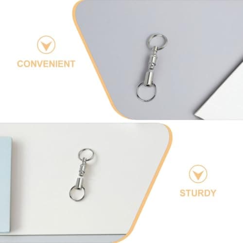 Detachable Quick Release Keyring with Double Spring, Iron Alloy Silver — view 3