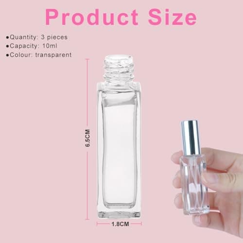 LOPHE Perfume Atomiser Refillable, Mini Refill Bottles, Empty Clear Glass Spray Bottles, Portable Atomiser With Fine Mist for Daily Business Trips, 10 ml 3 Pcs Transparent — view 2