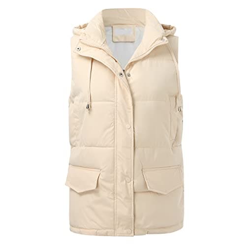 Cocila Women's Gilets and Bodywarmers Womens Sleeveless Down Vest Packable Jacket (Beige, S) Borg Gilet for Women UK Ladies Waistcoats Walking Pink Leather Country Rose Clothes Padded Thermal — view 4