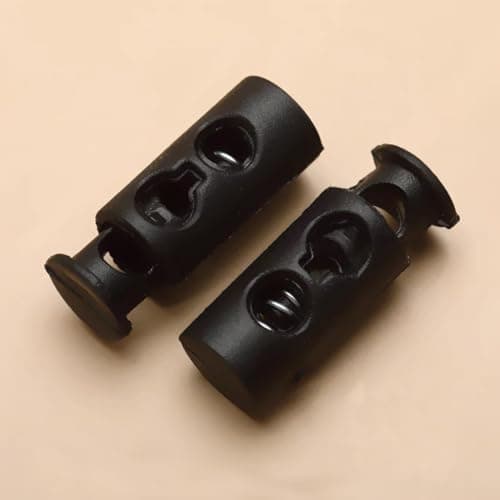 20PCS Toggles for Drawstrings, Plastic Cord Lock Black Double Hole Spring Toggle Stopper Cord Stops Fastener for Luggage, Lanyard, Clothing, DIY Projects, Backpack, Sportswear, Shoelaces, Jackets — view 6