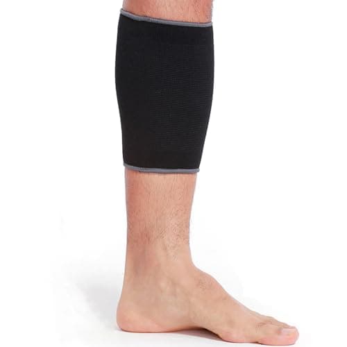 Neotech Care Calf Support Sleeve - Elastic & Breathable Knitted Fabric - Medium Compression (Black Colour, Size L, 1 Unit)