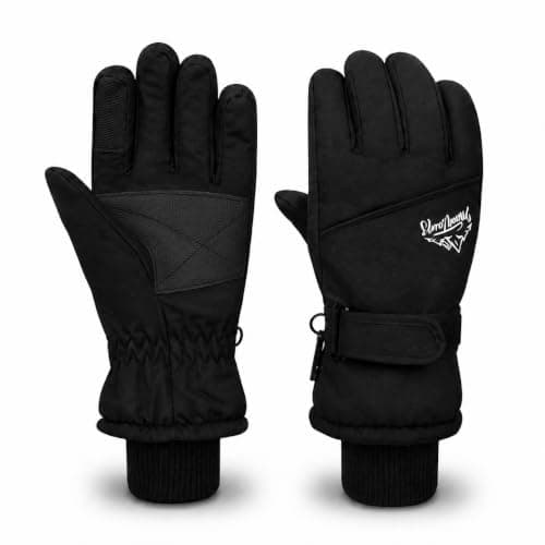 Fjquamitix Mens Womens Thermal Ski Gloves Touchscreen (Black, L)