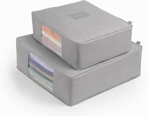 Luxury Organic Cotton Sweater Storage Bags in Grey - 18" + 20" - Cashmere Garment Bags - Breathable & Moth Proof Organizers for Clothing - Carbon Neutral