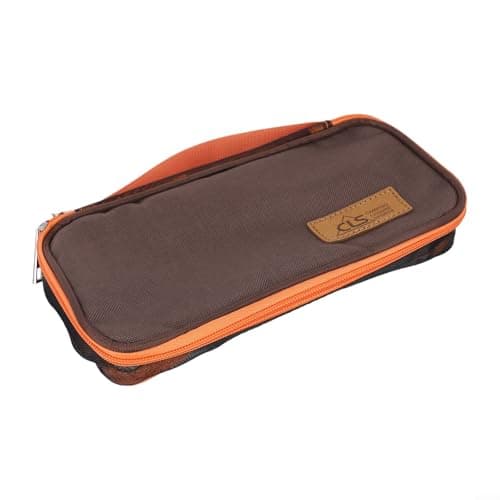 Outdoor Camping Mess Kit Bag Reusable Tableware Storage Pouch for Backpacking BBQ - Cutlery Organizer with Zipper Khaki 24x12x5cm(Brown) — view 2