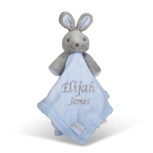 Hoolaroo Personalised New Baby Hampers Gift Set - Boy Unique Suitcase Memory Box Cute Soft Newborn Gifts Boy Congratulations Milestone Blue Bunny Comforter Blanket — view 3