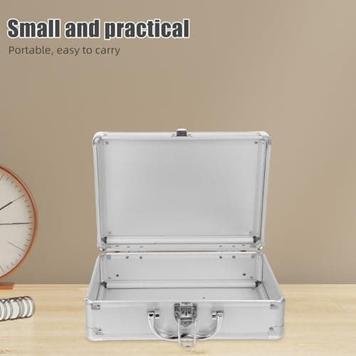 Veemoon Aluminium Flight Case Tool Box, Lockable Silver Briefcase for Measurement Instruments and Cameras, Portable Hard Metal Carrying Case with Handle, Professional Storage Box 29 x 20.5 x 10.5 cm — view 5