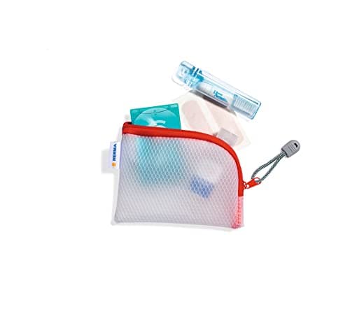 HERMA 20245 Zip Pocket Travel Case A7 Transparent Red, Small Lockable Transparent Pocket with Zip, Toiletry Bag for Mobile Phone, Charging Cable, Cosmetics, Pens, Keys — view 2