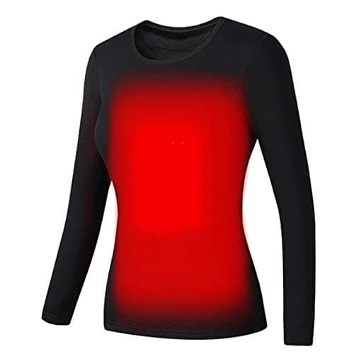 Heated Underwear for Women UK USB Charging Electric Body Warmer Long Sleeve T-Shirt Tops Winter Warming Base Coat Windproof Blouse Washable Thermal Clothes for Fishing Motorcycle