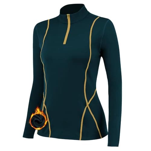 TERODACO Base Layer Women Half Zip Ski Thermal Tops 02513 Green M