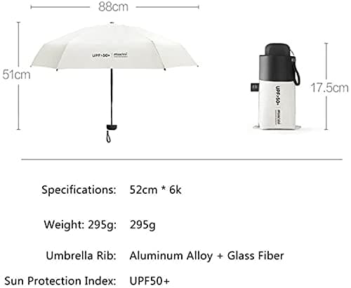 OAICIA Folding Umbrella, Mini Windproof Portable Compact UV Protection Lightweight Strong Sturdy Reinforced Umbrella for Mens & Women - White — view 5