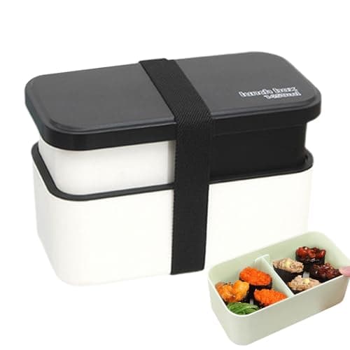 Fizepgo Lunch Box for Adults | 1450ml Dishwasher Safe Bowl - 2-TierFood Container with Removable Utensil Set and Sealing Strap | for Work, College, School, Picnic, Travel