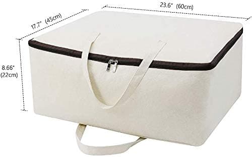 iwill CREATE PRO Pack of 3, Cotton Canvas Storage Soft Bags with Zip Closure & Handles, Good for Blankets, Clothing in Bedroom Wardrobe, Dormitory, Shelves, Beige — view 2