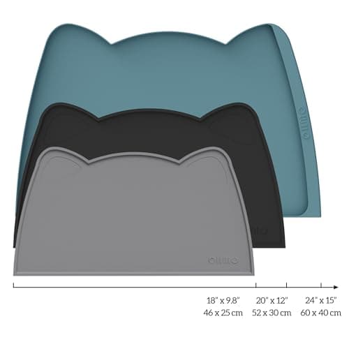 OHMO Silicone Cat Food Mat for Food&Water Bowls, 46x25cm, Dark Grey — view 2