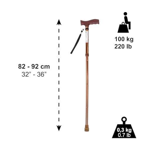 PEPE Mobility Folding Walking Stick for Women and Men, Adjustable, Bronze — view 2