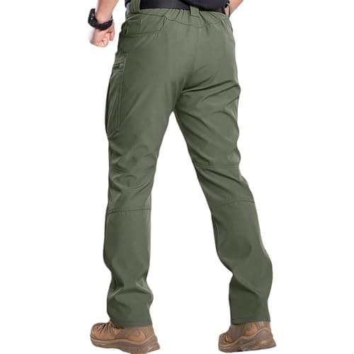 AMDOLE Work Trousers Men Stretch Tactical Work Pants Multi-Pocket Elastic Waist Cargo Trousers for Men UK for Hiking Outdoor Camping Casual Lightweight Durable Waterproof Trouser Blackish Green #3 XL — view 4