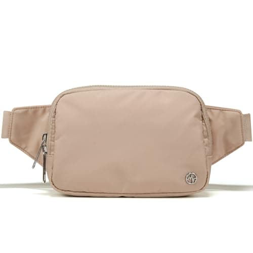Pander Belt Bag Large 2L, Nylon Fanny Pack Purse for Women and Men with Adjustable Strap, Raw Linen, L, Solid
